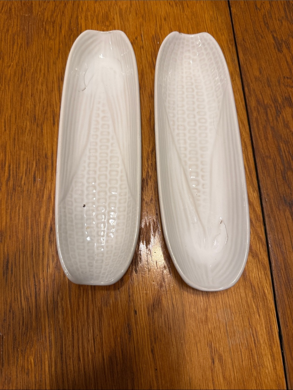 Set of vintage white ceramic/ ironstone corn dish/ warmers